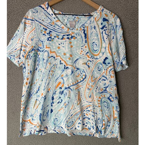 Bundle Lot CHICO'S T Shirts Womens Large 2 Pattern Paisley Multicolor Boho Top - Picture 2 of 10